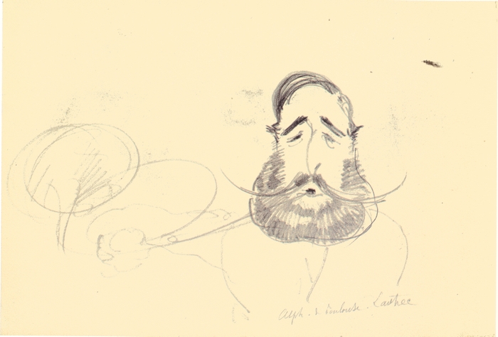 René Princeteau - Caricature représentant Alphonse de Toulouse-Lautrec - Equipage des Gaschetières - Société de Vènerie